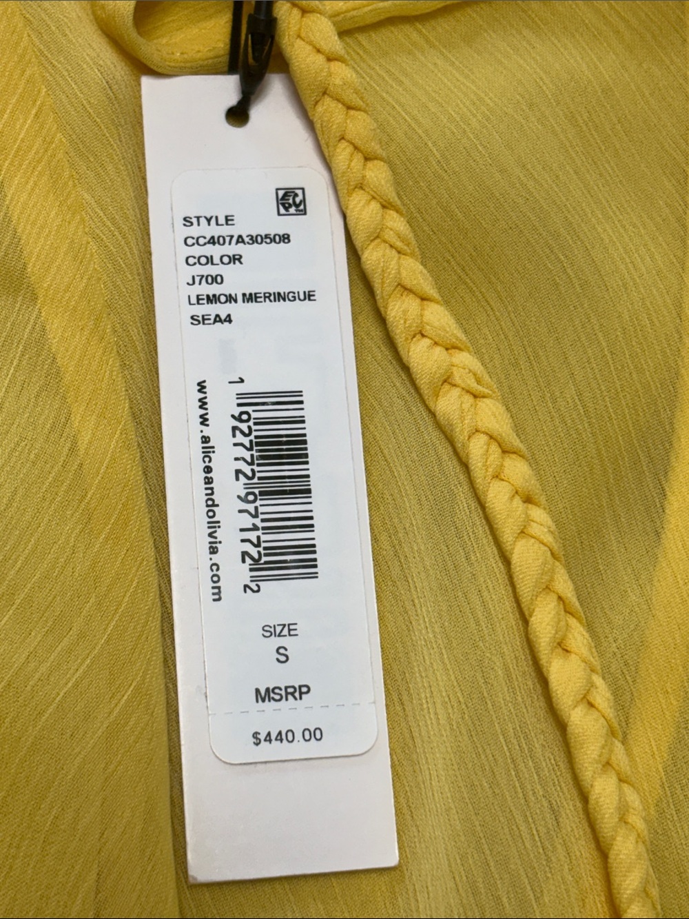 NWT Yellow Alice +Olivia sheer dress - Picture 5 of 11